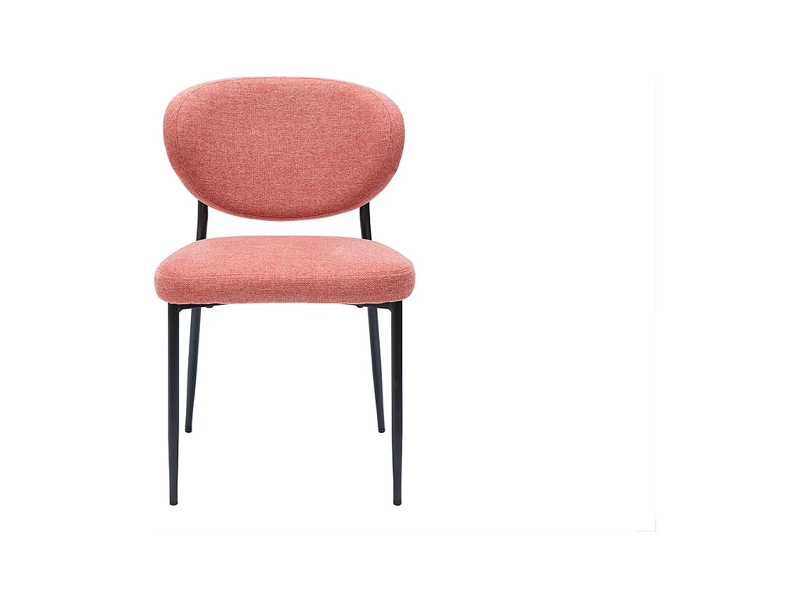 Chaises en tissu effet velours texturé terracotta et métal noir (lot de 2) BREKA