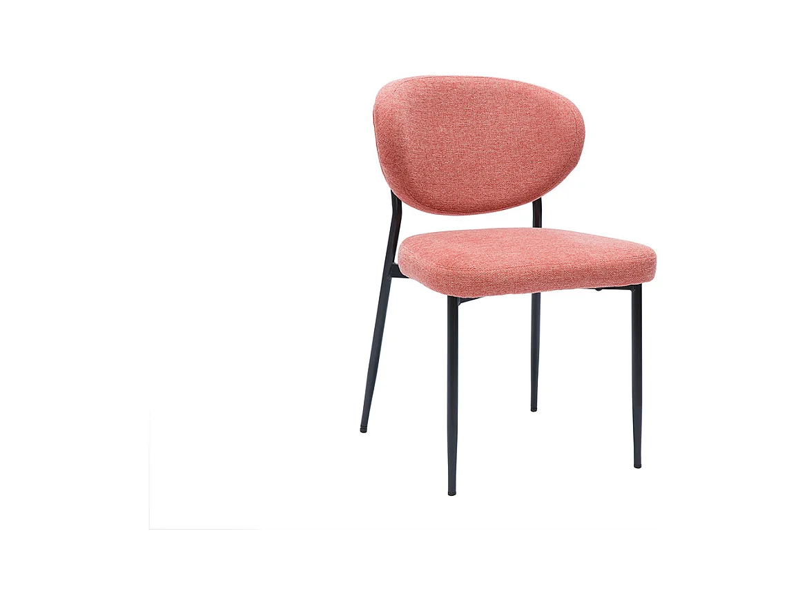 Chaises en tissu effet velours texturé terracotta et métal noir (lot de 2) BREKA