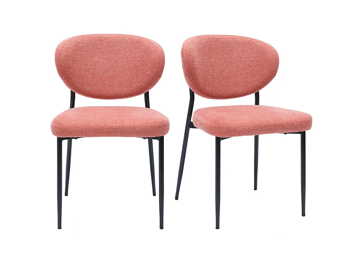 Stühle aus samtigem Textur-Terrakotta-Stoff und schwarzem Metall (2er-Set) BREKA
