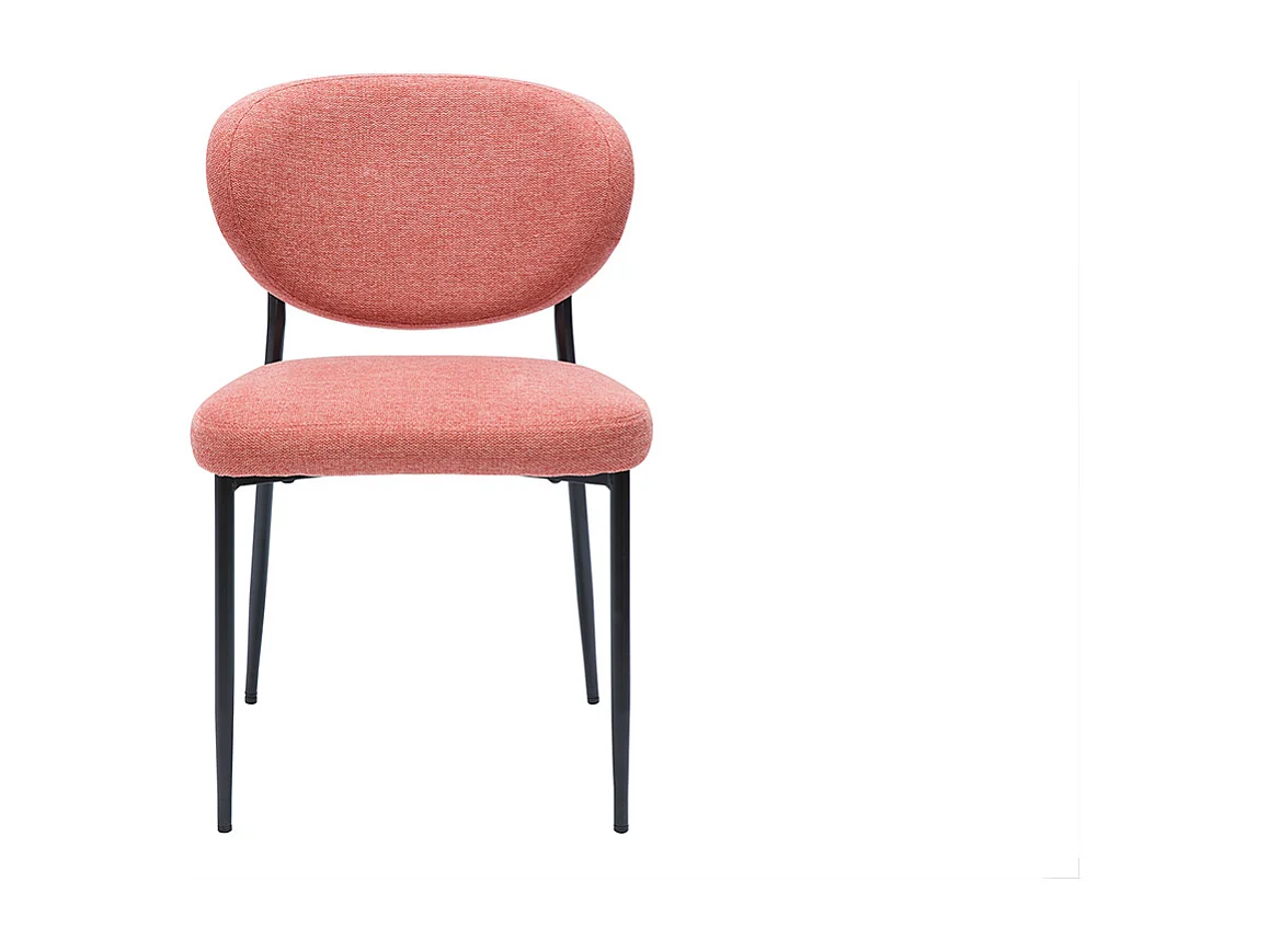 Chaises en tissu effet velours texturé terracotta et métal noir (lot de 2) BREKA