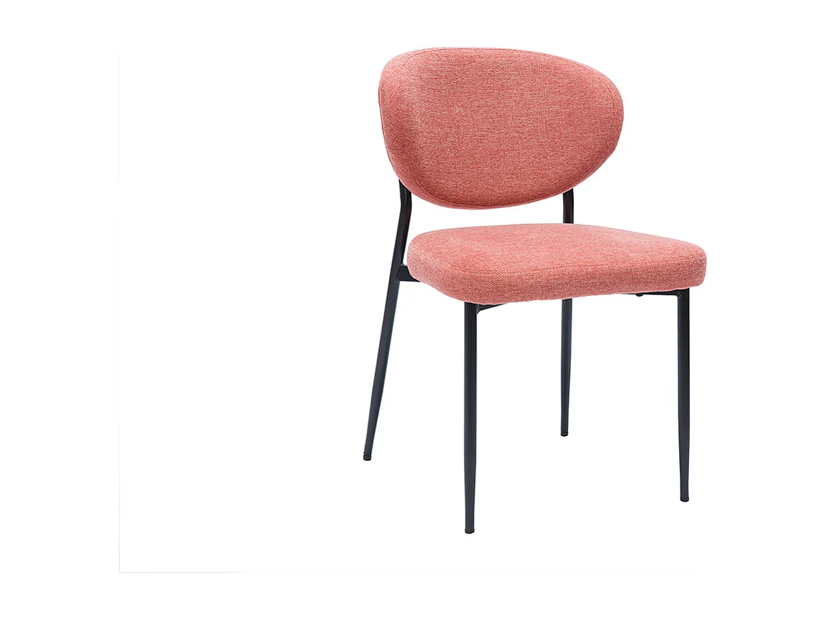 Chaises en tissu effet velours texturé terracotta et métal noir (lot de 2) BREKA