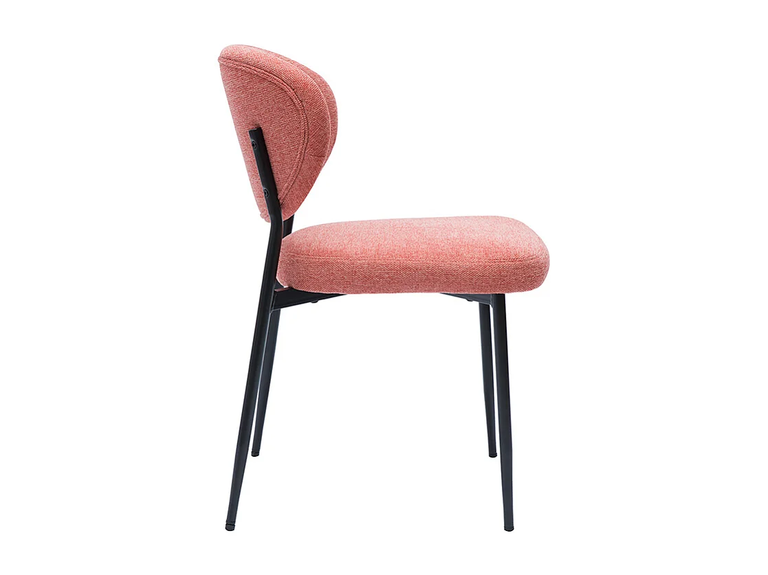 Chaises en tissu effet velours texturé terracotta et métal noir (lot de 2) BREKA