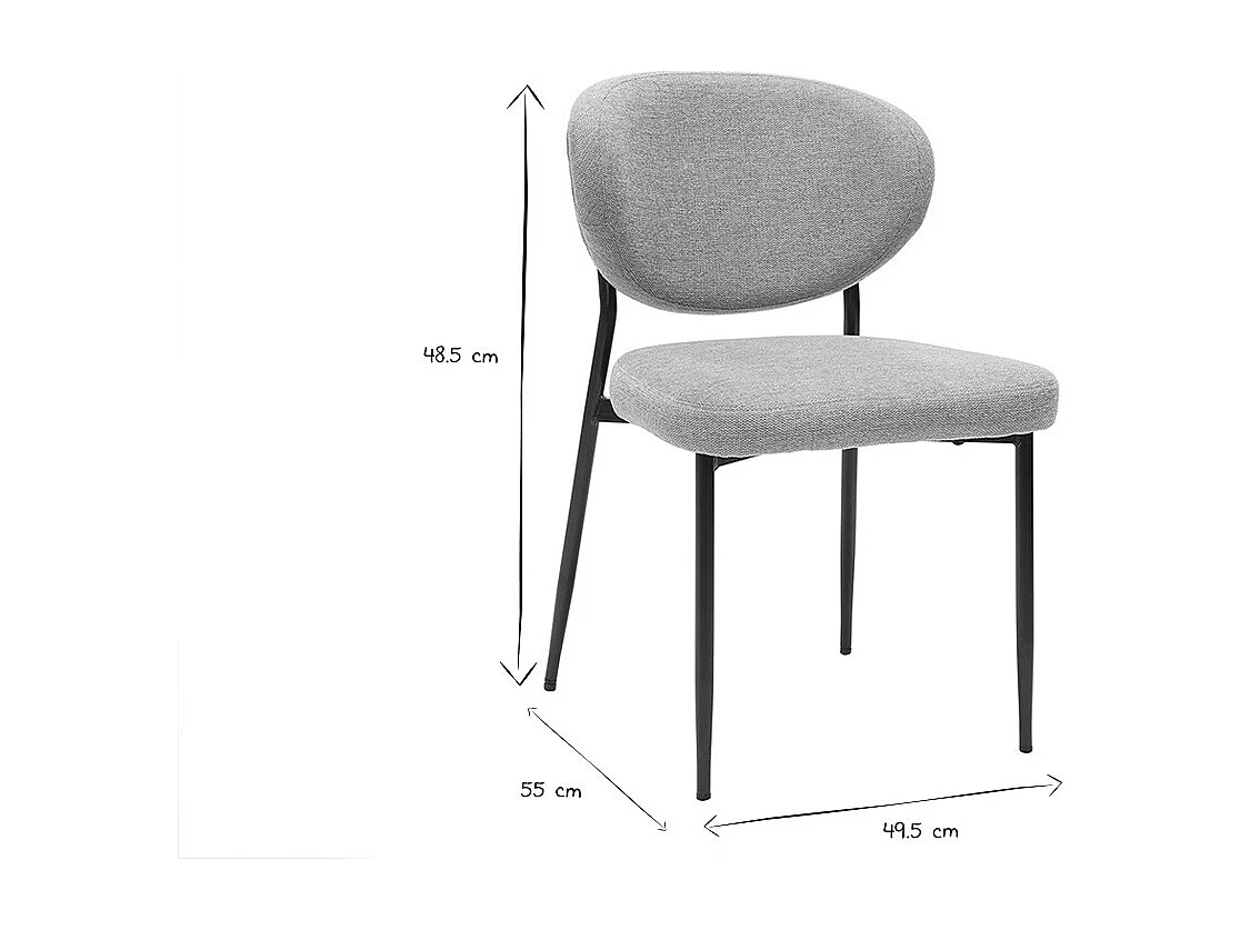 Chaises en tissu effet velours texturé terracotta et métal noir (lot de 2) BREKA