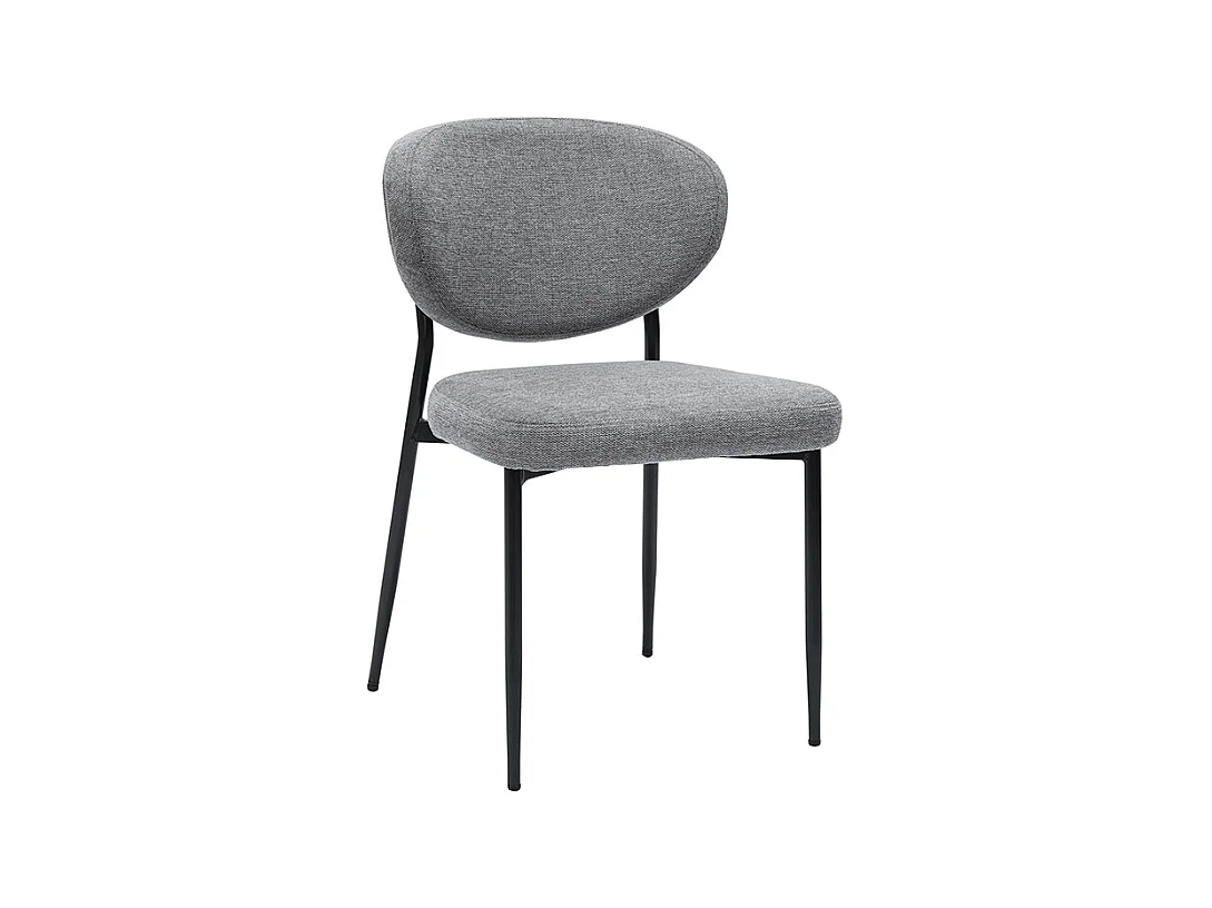 Chaises en tissu effet velours texturé gris et métal noir (lot de 2) BREKA