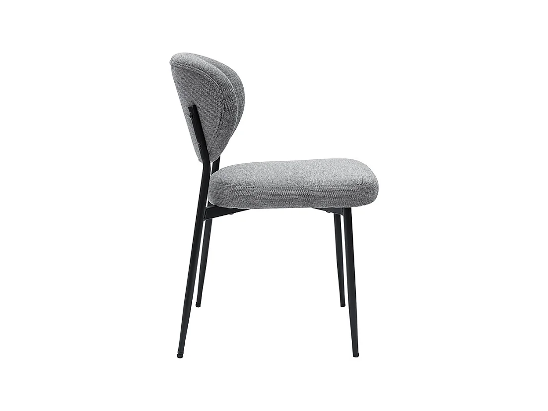 Chaises en tissu effet velours texturé gris et métal noir (lot de 2) BREKA