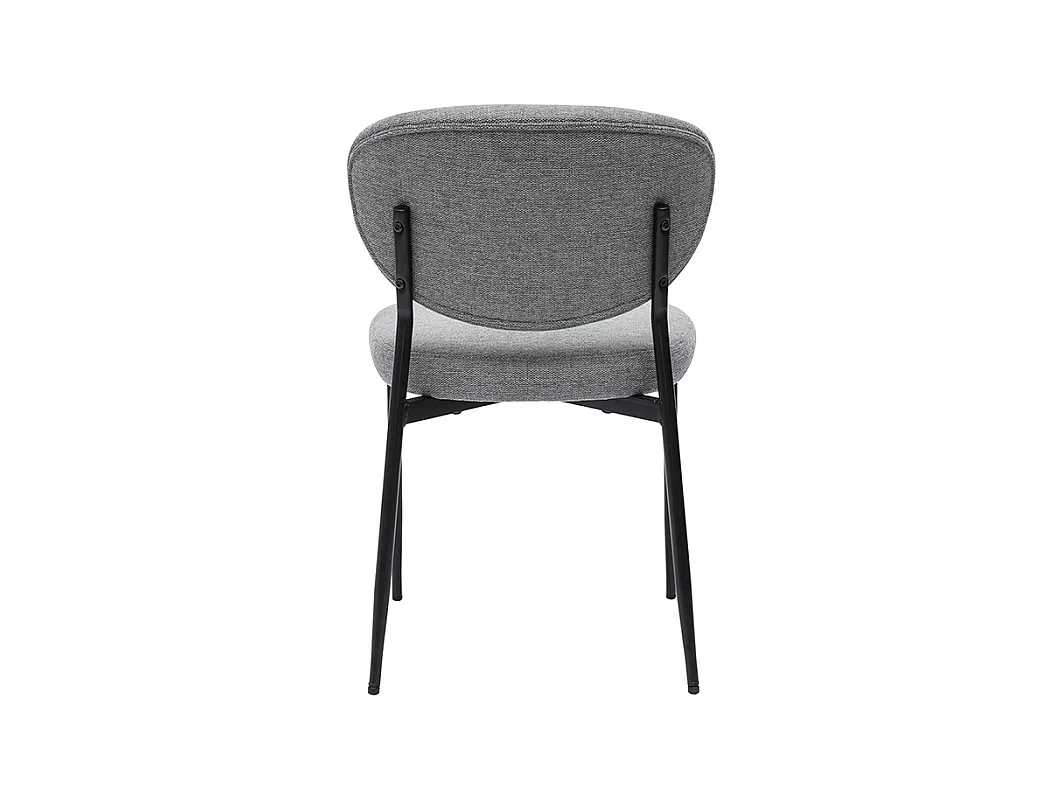 Chaises en tissu effet velours texturé gris et métal noir (lot de 2) BREKA