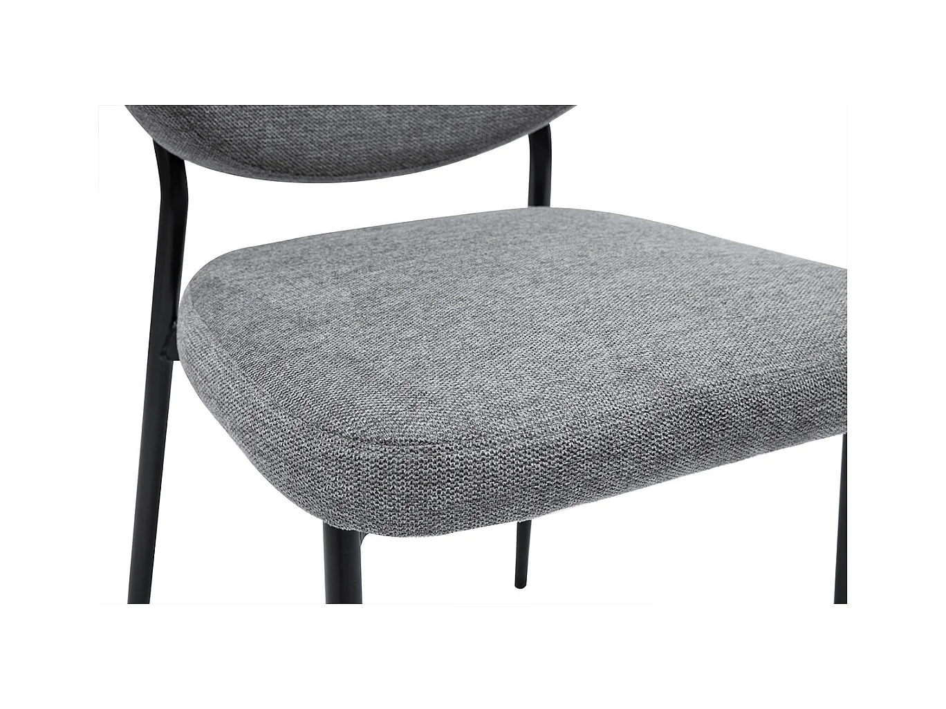 Chaises en tissu effet velours texturé gris et métal noir (lot de 2) BREKA