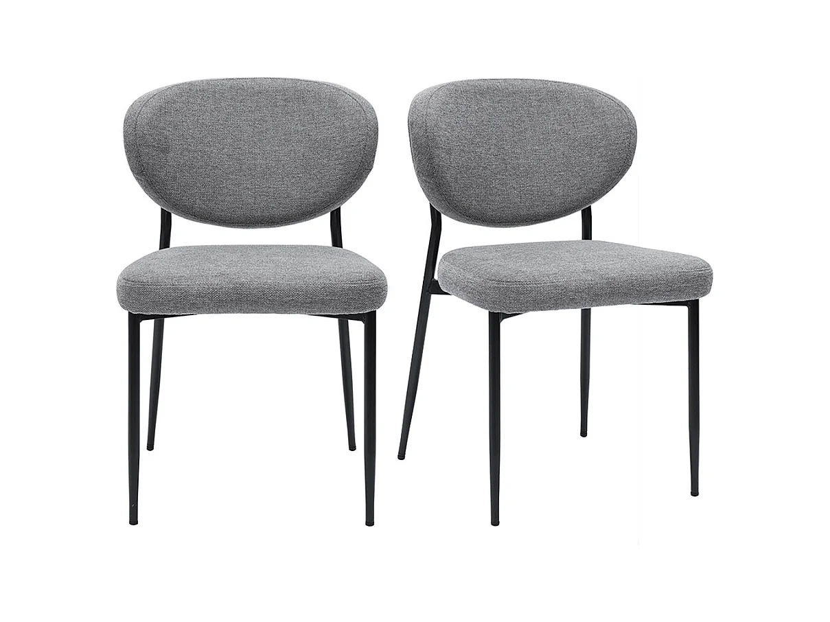 Stühle aus grauem samtartigem strukturiertem Stoff und schwarzem Metall (2er-Set) BREKA
