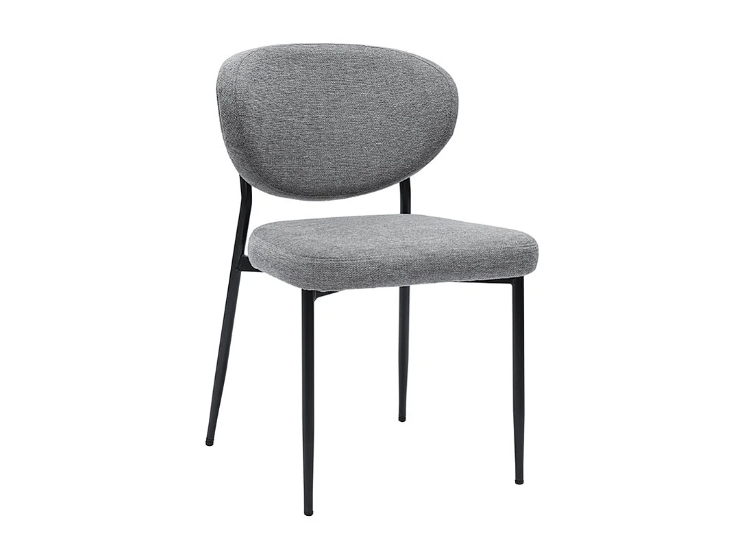 Stühle aus grauem samtartigem strukturiertem Stoff und schwarzem Metall (2er-Set) BREKA