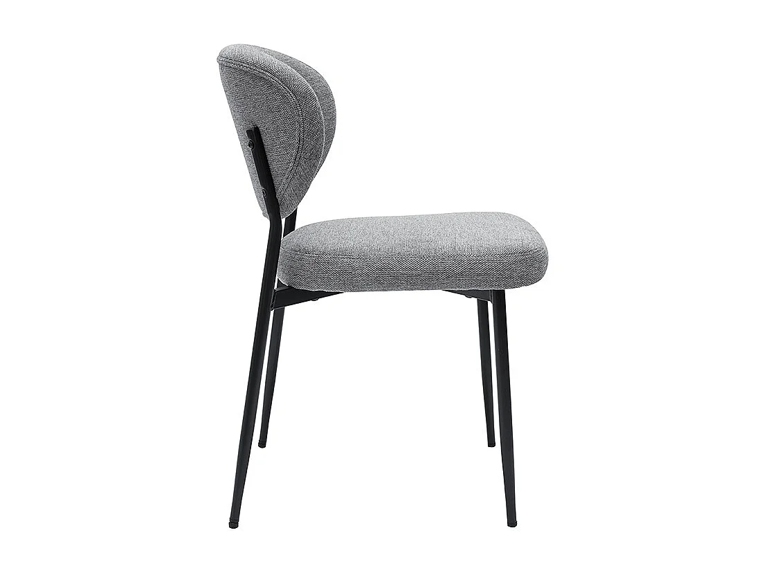 Stühle aus grauem samtartigem strukturiertem Stoff und schwarzem Metall (2er-Set) BREKA