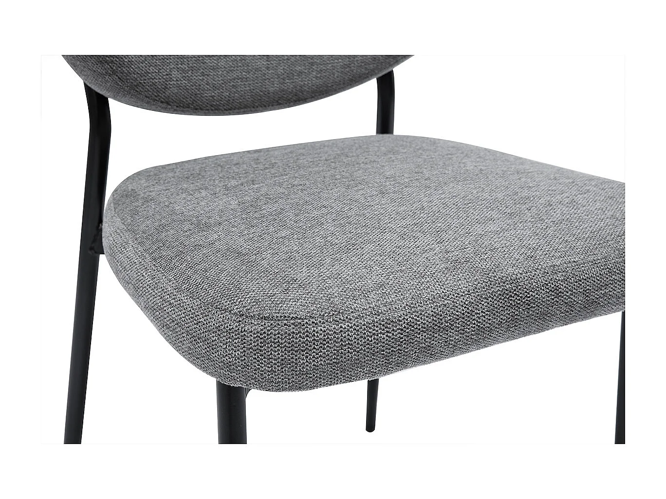 Stühle aus grauem samtartigem strukturiertem Stoff und schwarzem Metall (2er-Set) BREKA