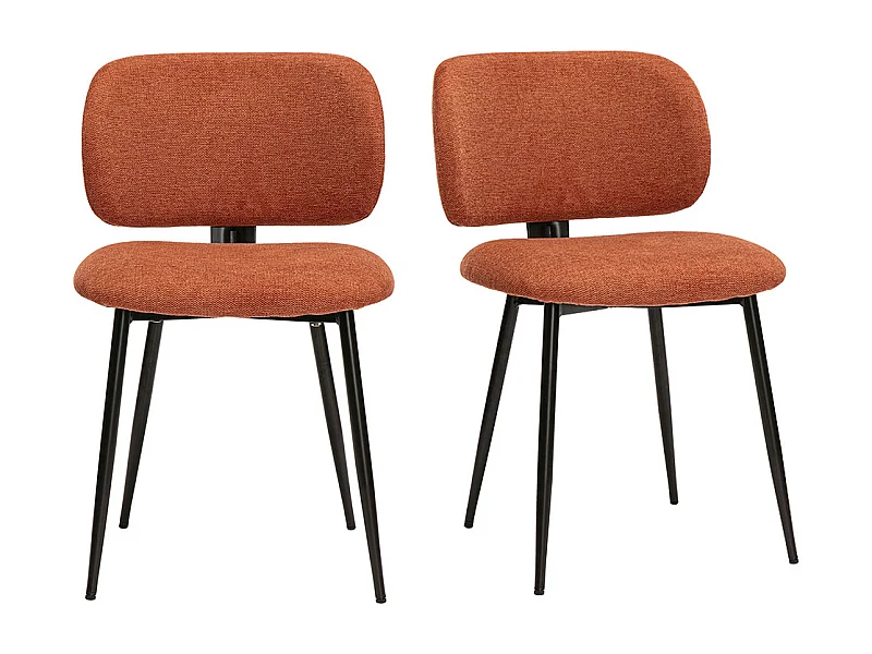 Stühle aus Stoff mit strukturiertem Samteffekt in gebrannter Erde und Schwarzem Metall (2er-Set) ATRIUM