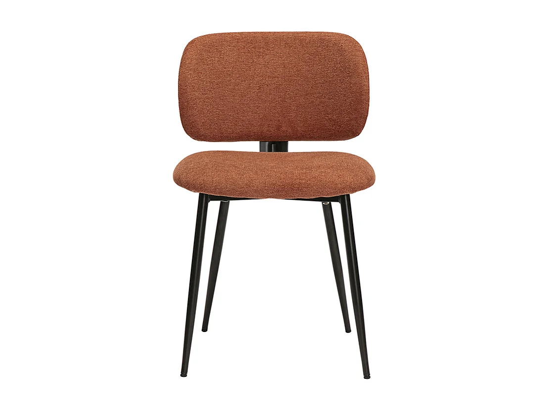 Stühle aus Stoff mit strukturiertem Samteffekt in gebrannter Erde und Schwarzem Metall (2er-Set) ATRIUM