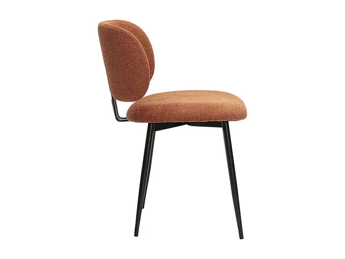 Stühle aus Stoff mit strukturiertem Samteffekt in gebrannter Erde und Schwarzem Metall (2er-Set) ATRIUM