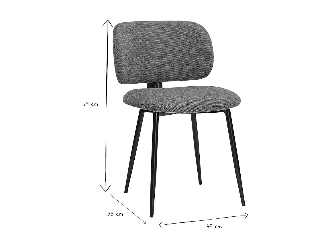 Stühle aus Stoff mit strukturiertem Samteffekt in gebrannter Erde und Schwarzem Metall (2er-Set) ATRIUM