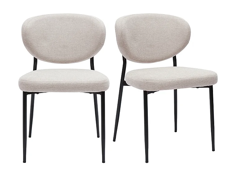 Stühle aus beigem samttexturiertem Stoff und schwarzem Metall (Set von 2) BREKA