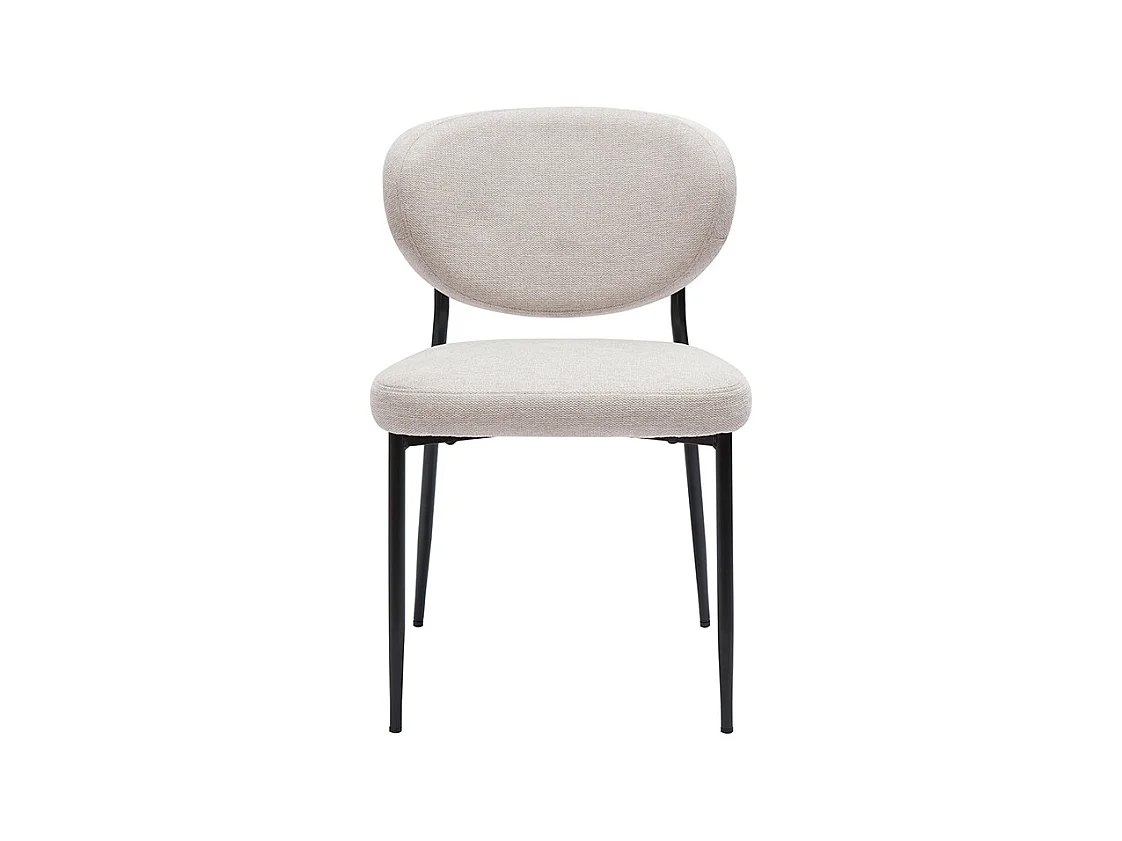 Stühle aus beigem samttexturiertem Stoff und schwarzem Metall (Set von 2) BREKA