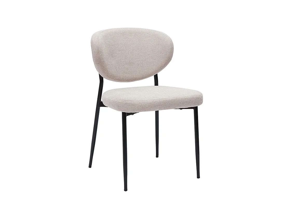 Stühle aus beigem samttexturiertem Stoff und schwarzem Metall (Set von 2) BREKA