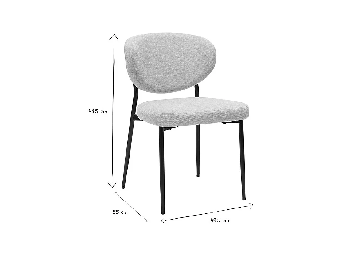 Stühle aus beigem samttexturiertem Stoff und schwarzem Metall (Set von 2) BREKA
