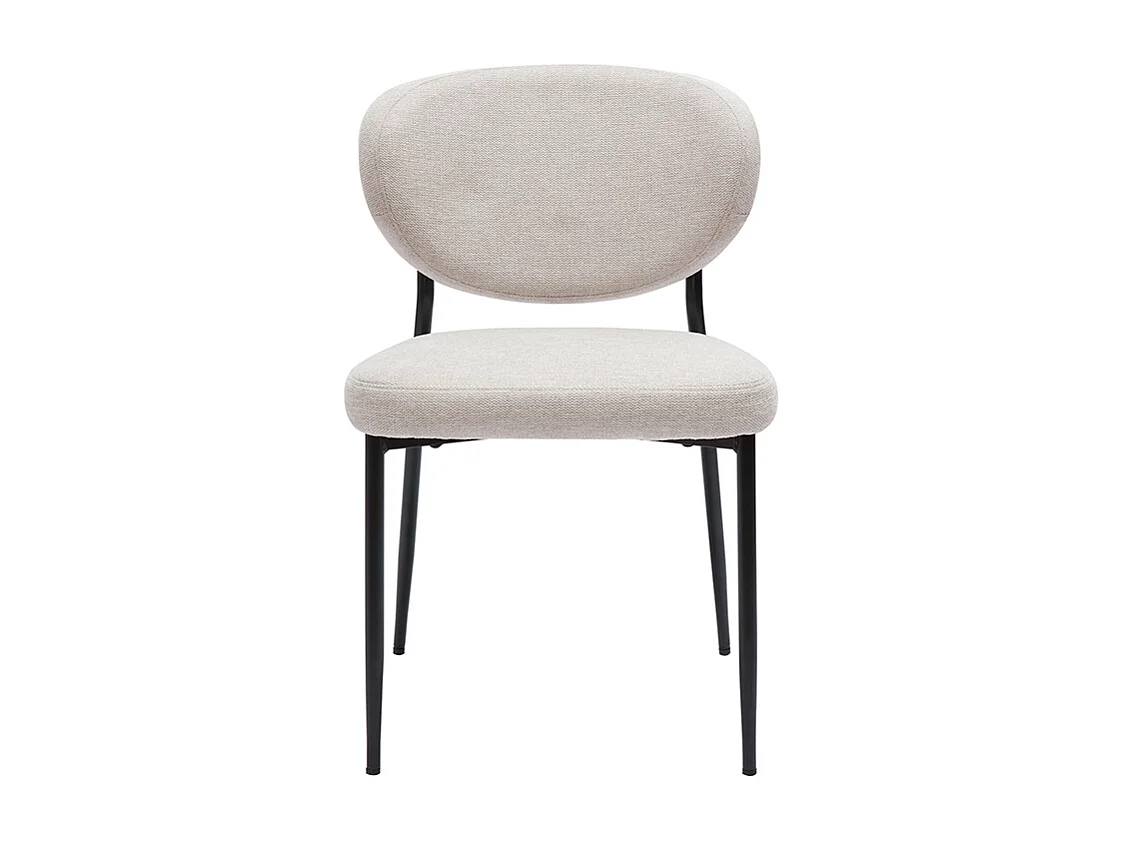 Stühle aus beigem samttexturiertem Stoff und schwarzem Metall (Set von 2) BREKA