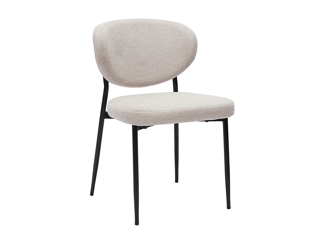 Stühle aus beigem samttexturiertem Stoff und schwarzem Metall (Set von 2) BREKA