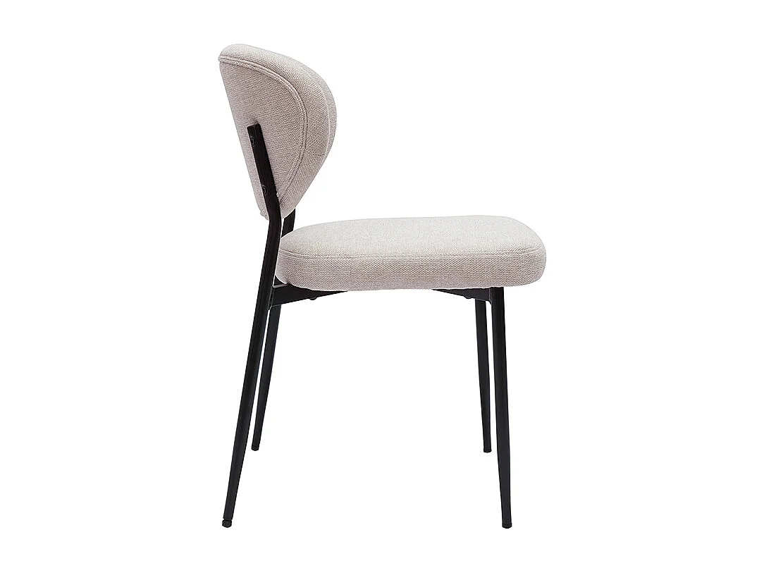 Stühle aus beigem samttexturiertem Stoff und schwarzem Metall (Set von 2) BREKA