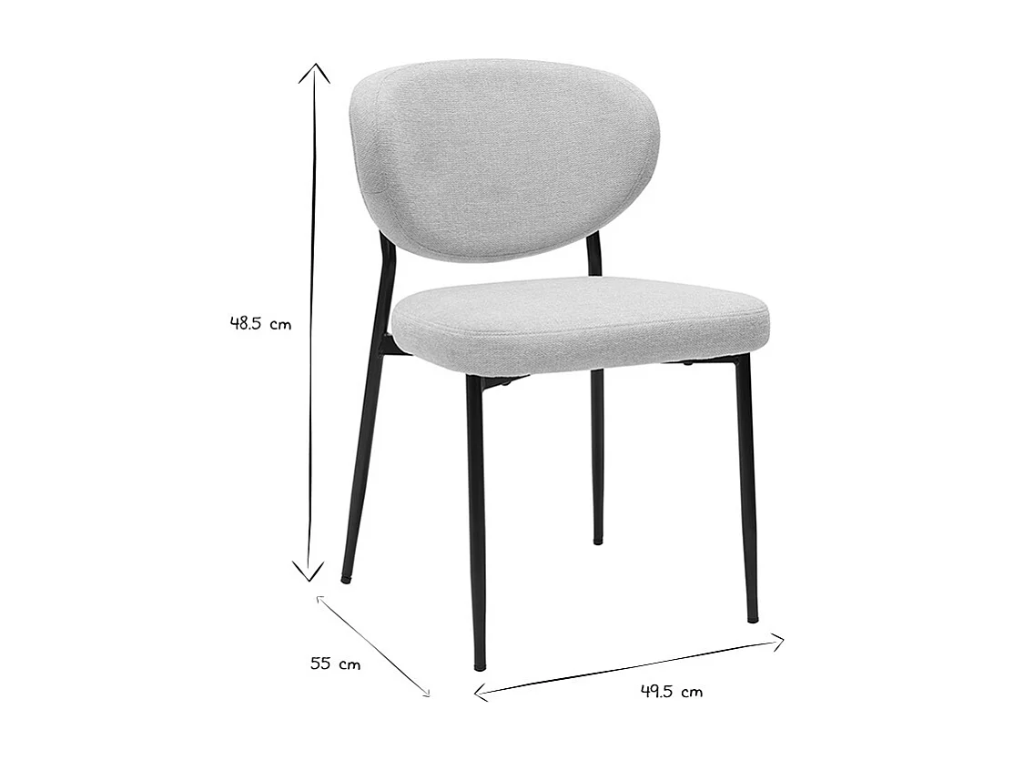 Stühle aus beigem samttexturiertem Stoff und schwarzem Metall (Set von 2) BREKA