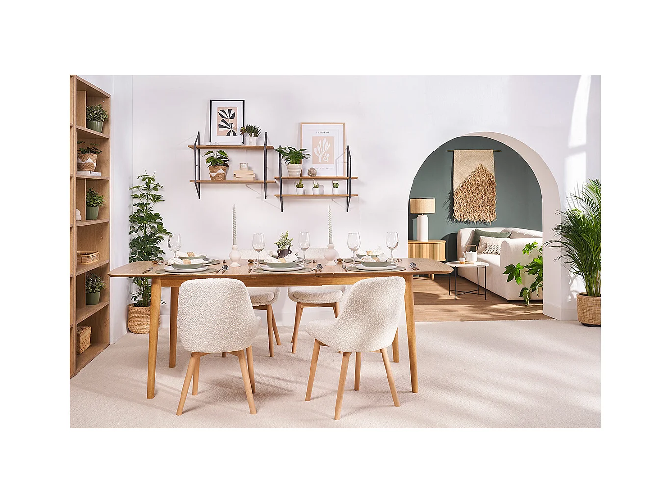 Chaises scandinaves en tissu effet velours texturé terracotta et bois clair massif (lot de 2) HOLO