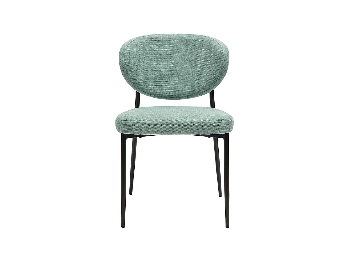 Chaises en tissu effet velours texturé vert céladon et métal noir (lot de 2) BREKA