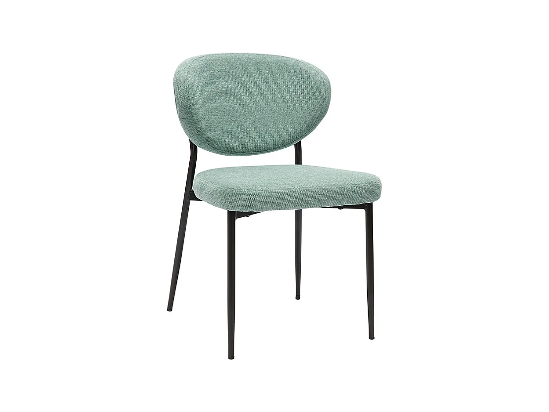 Chaises en tissu effet velours texturé vert céladon et métal noir (lot de 2) BREKA