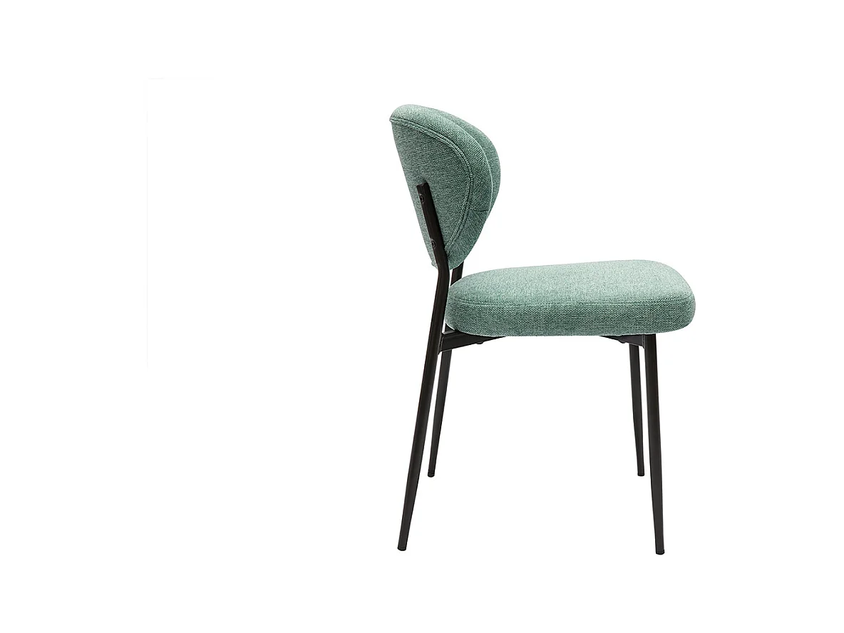 Chaises en tissu effet velours texturé vert céladon et métal noir (lot de 2) BREKA