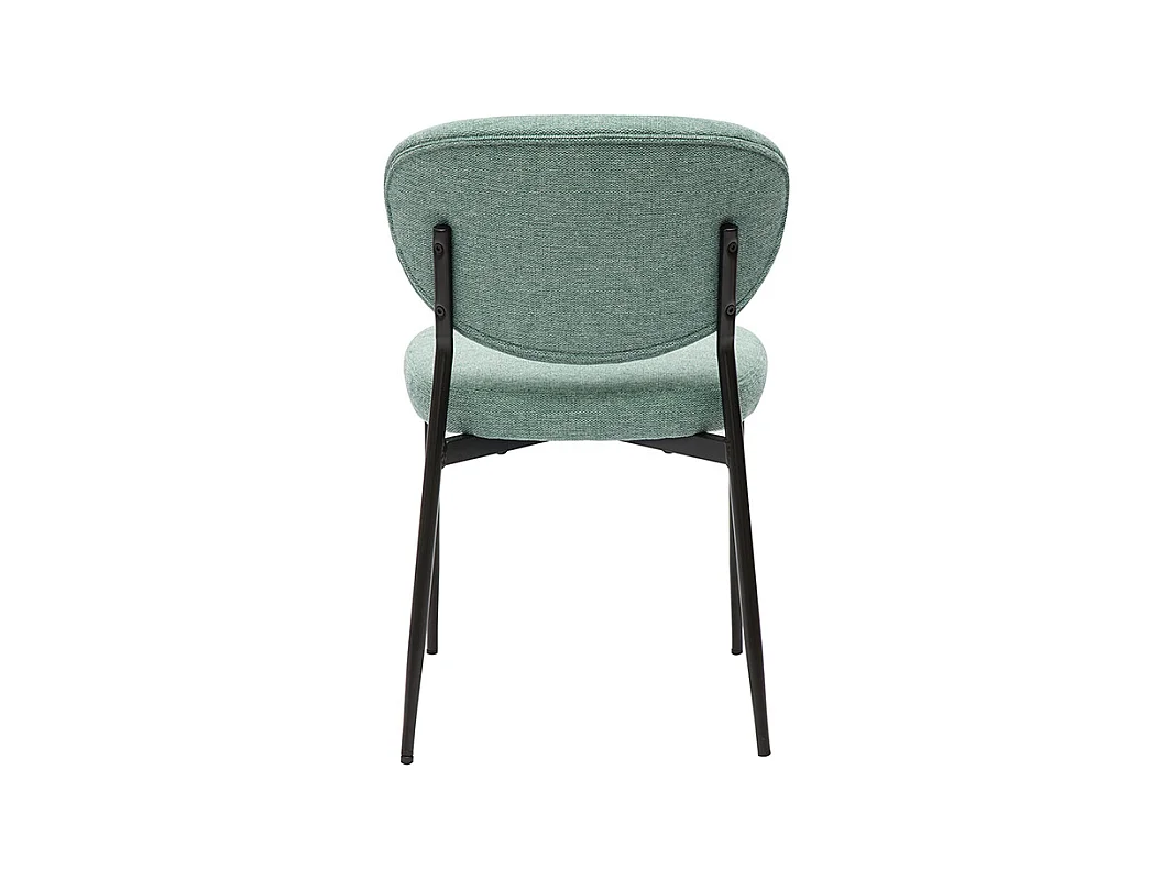 Chaises en tissu effet velours texturé vert céladon et métal noir (lot de 2) BREKA