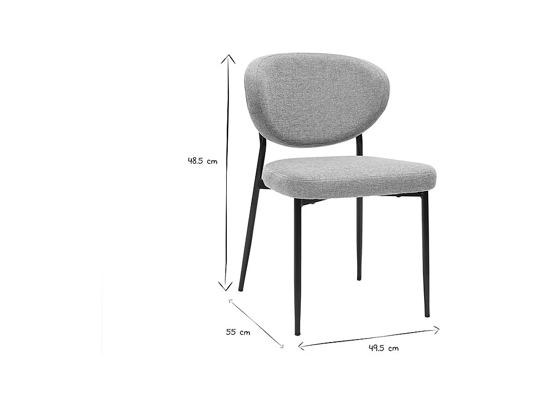 Chaises en tissu effet velours texturé vert céladon et métal noir (lot de 2) BREKA