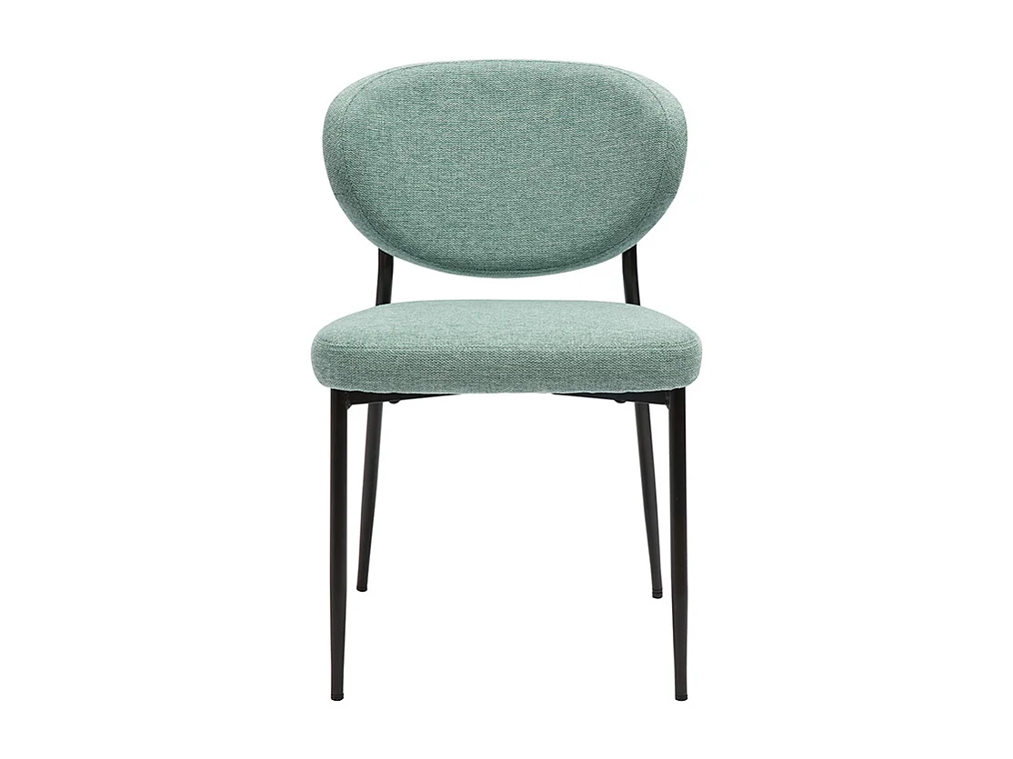 Samt Stühle in texturiertem Céladon und schwarzem Metall (Set von 2) BREKA