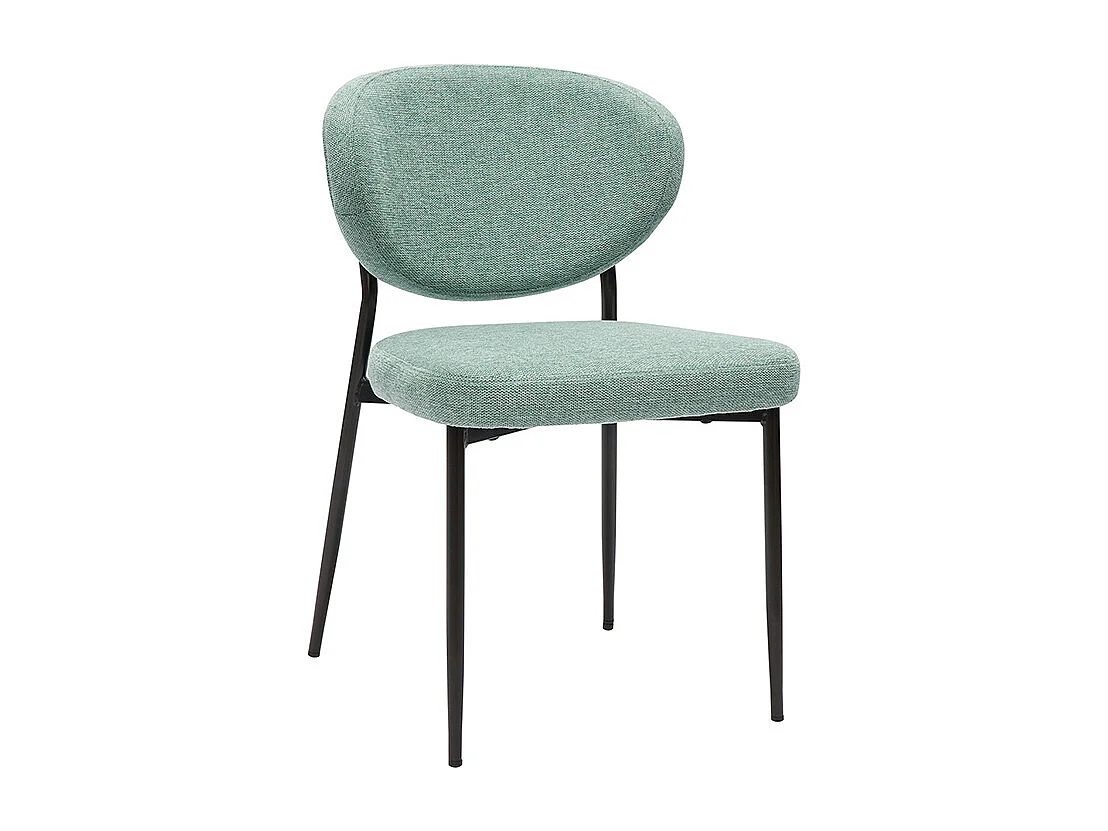Samt Stühle in texturiertem Céladon und schwarzem Metall (Set von 2) BREKA