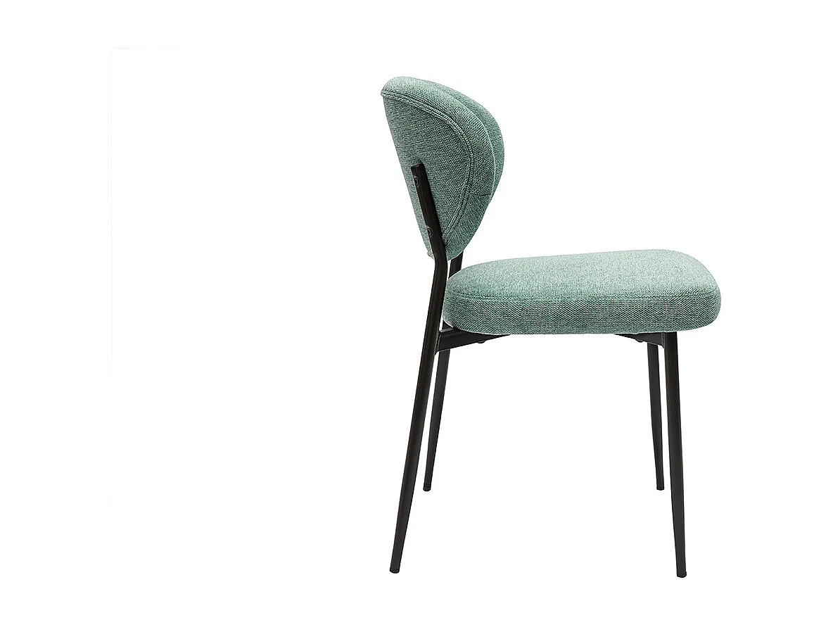 Samt Stühle in texturiertem Céladon und schwarzem Metall (Set von 2) BREKA