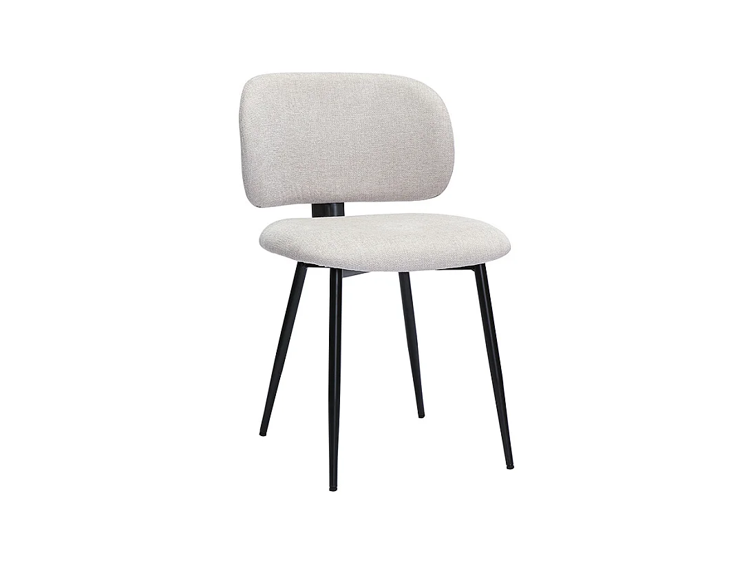 Chaises en tissu effet velours texturé beige et métal noir (lot de 2) ATRIUM