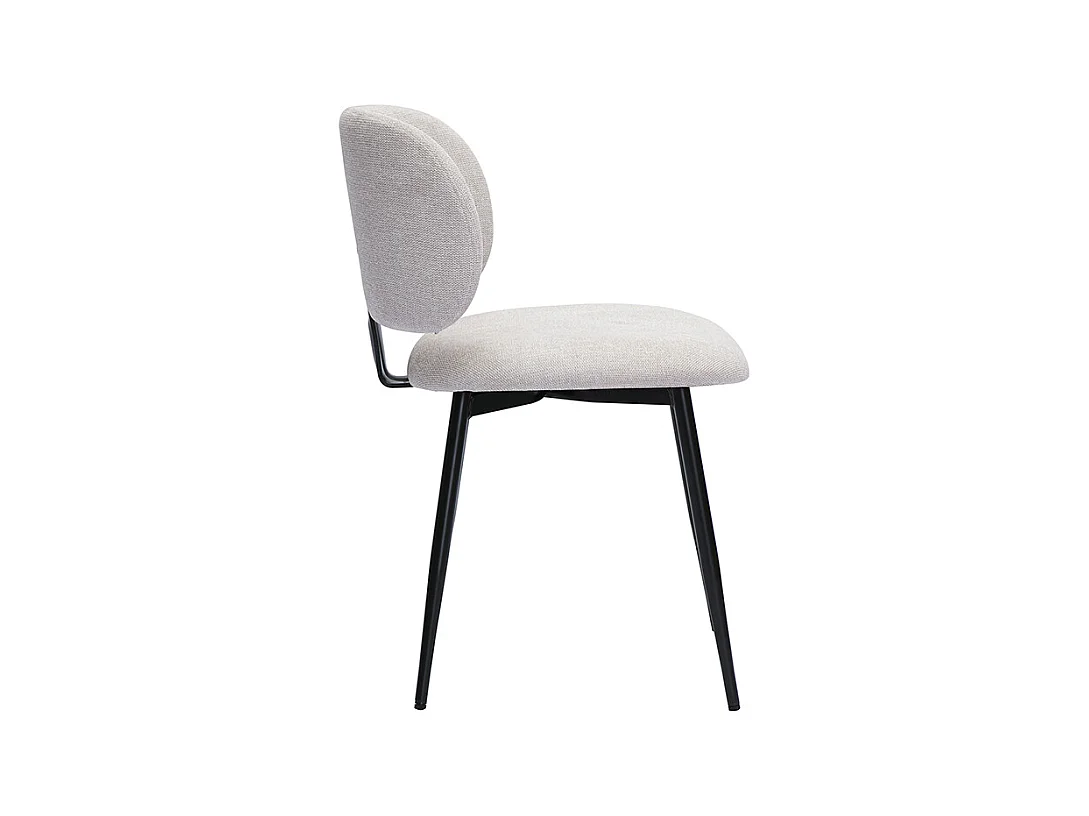 Chaises en tissu effet velours texturé beige et métal noir (lot de 2) ATRIUM