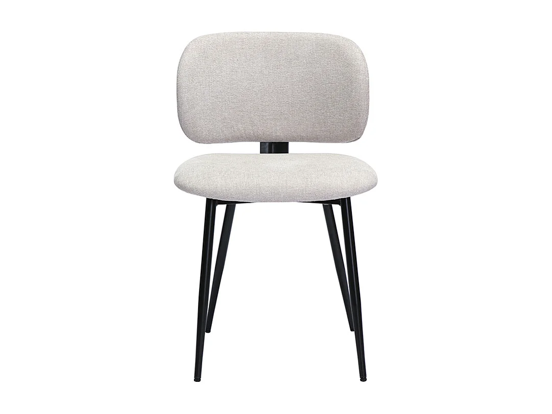Chaises en tissu effet velours texturé beige et métal noir (lot de 2) ATRIUM