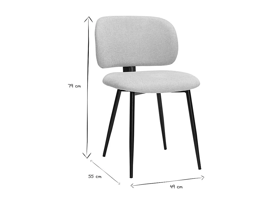 Chaises en tissu effet velours texturé beige et métal noir (lot de 2) ATRIUM