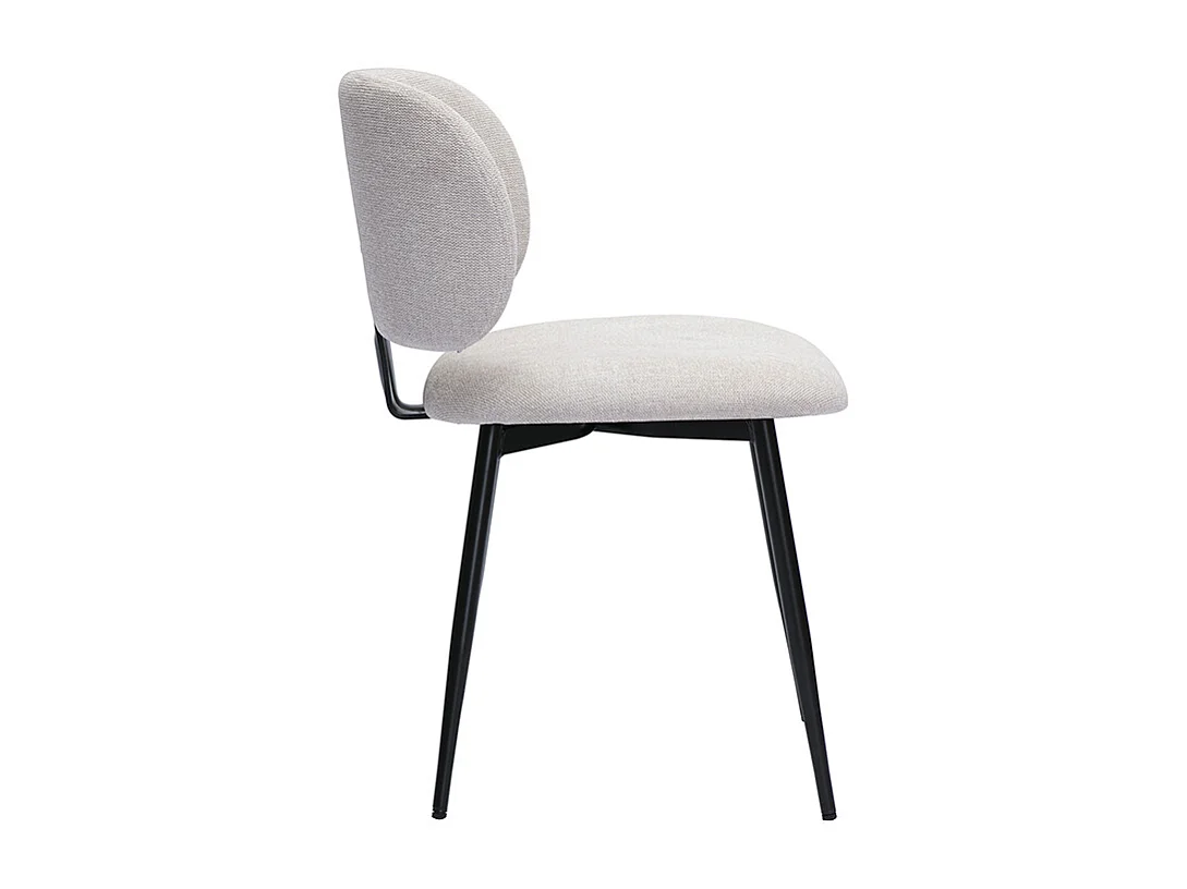 Chaises en tissu effet velours texturé beige et métal noir (lot de 2) ATRIUM
