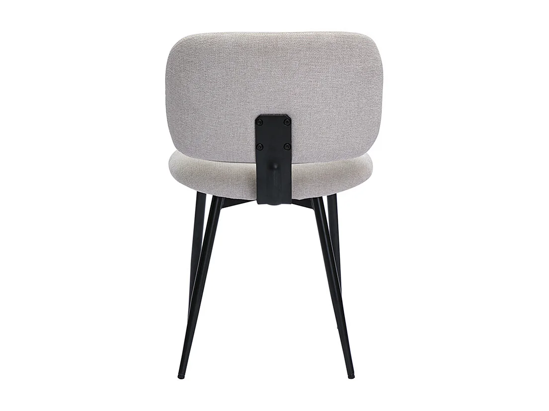 Chaises en tissu effet velours texturé beige et métal noir (lot de 2) ATRIUM
