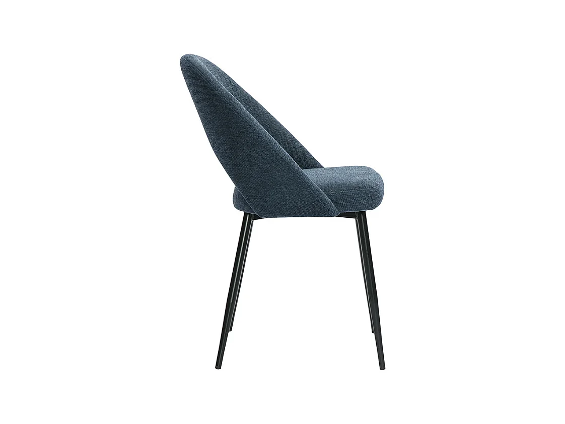 Chaises vintage en tissu effet velours texturé bleu foncé et métal noir (lot de 2) COSETTE