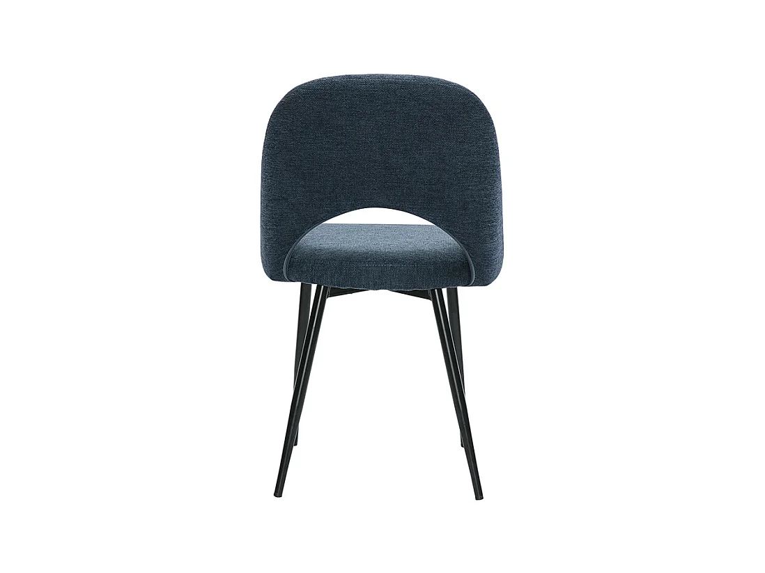 Chaises vintage en tissu effet velours texturé bleu foncé et métal noir (lot de 2) COSETTE