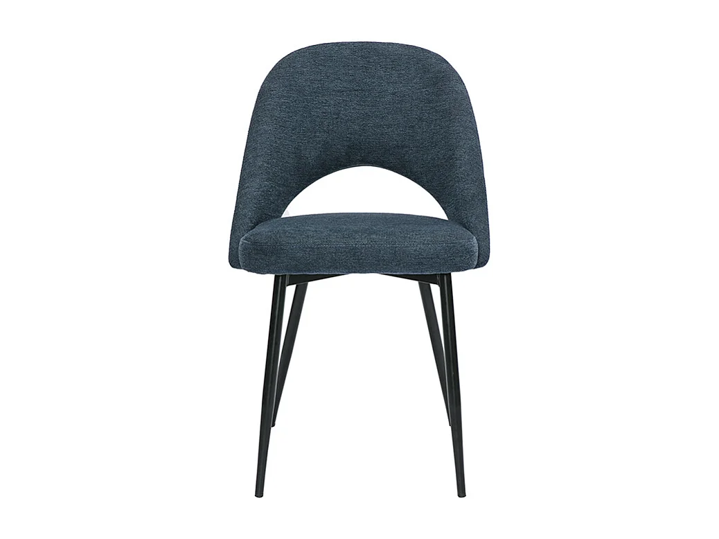 Vintage-Stühle aus dunkelblauem Samt-Effekt-Stoff und schwarzem Metall (2er Set) COSETTE