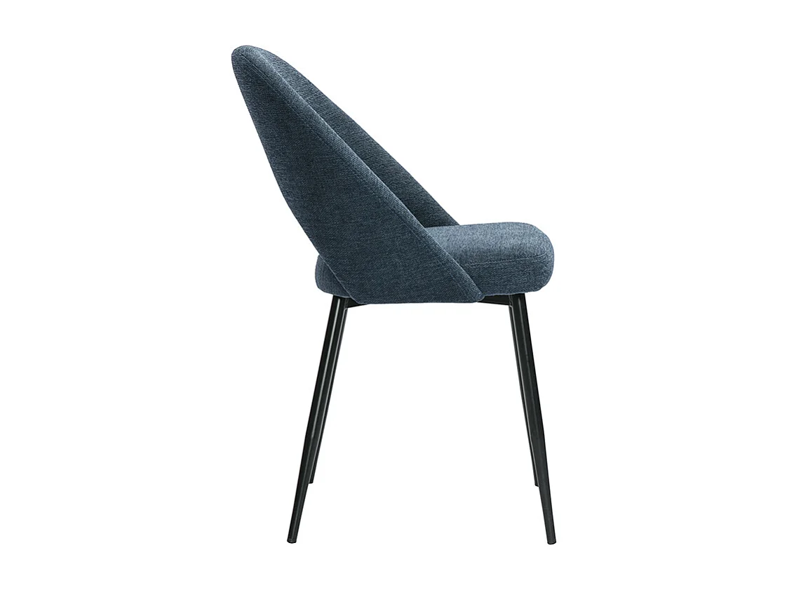 Vintage-Stühle aus dunkelblauem Samt-Effekt-Stoff und schwarzem Metall (2er Set) COSETTE