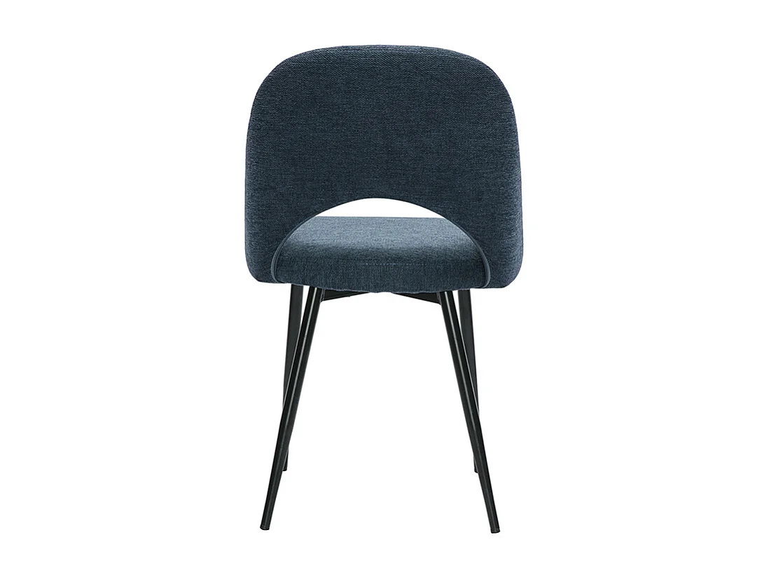 Vintage-Stühle aus dunkelblauem Samt-Effekt-Stoff und schwarzem Metall (2er Set) COSETTE