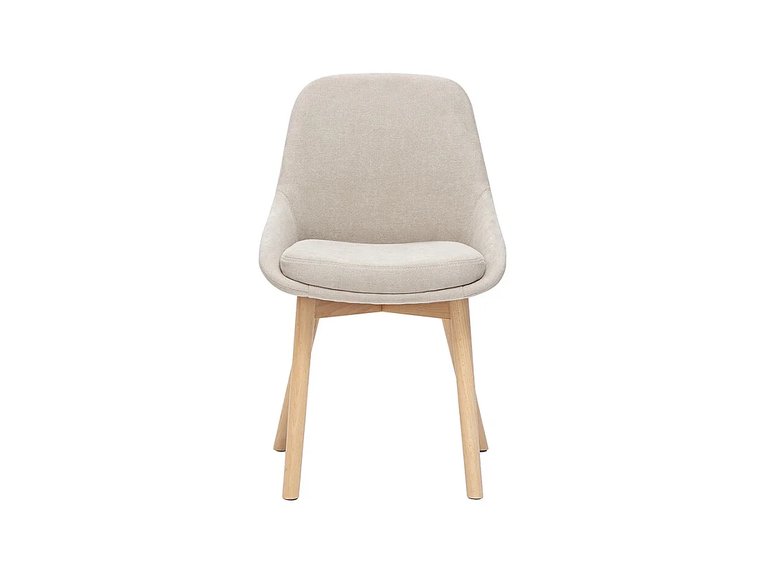 Chaises scandinaves en tissu effet velours beige et bois clair massif (lot de 2) HOLO