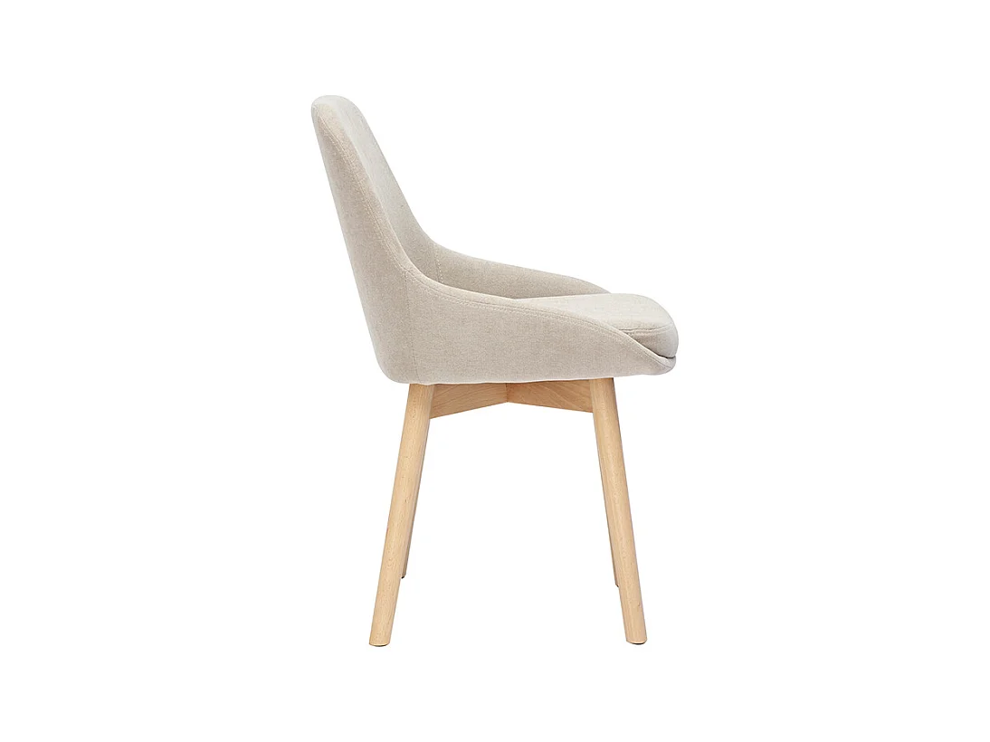 Chaises scandinaves en tissu effet velours beige et bois clair massif (lot de 2) HOLO