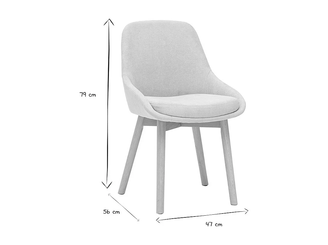 Chaises scandinaves en tissu effet velours beige et bois clair massif (lot de 2) HOLO
